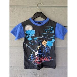 Vintage Zorro Shirt Kids 8 Ringer Graphic T-Shirt Tee 90s Movie Promo Rare Flaw